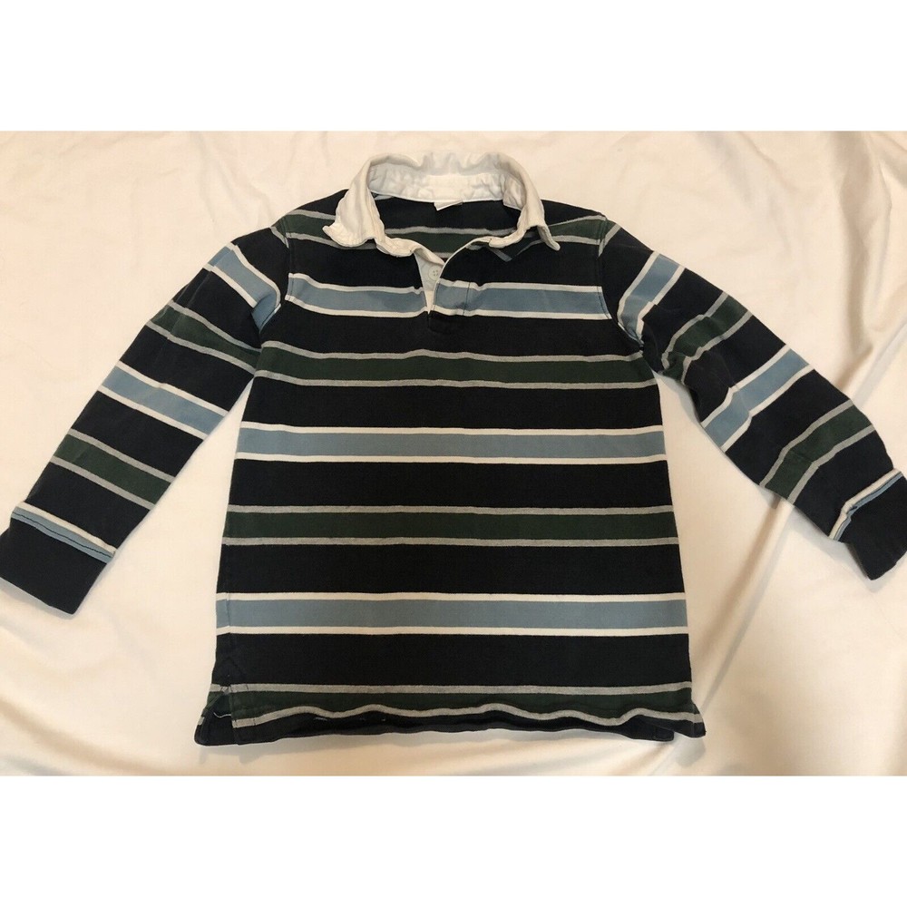 Gymboree Rugby Shirt Boys Size 7 Blue Green Gray White Stripe